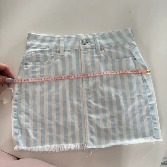 Pacsun Striped Blue and White Denim Mini Skirt - Picture 11 of 11